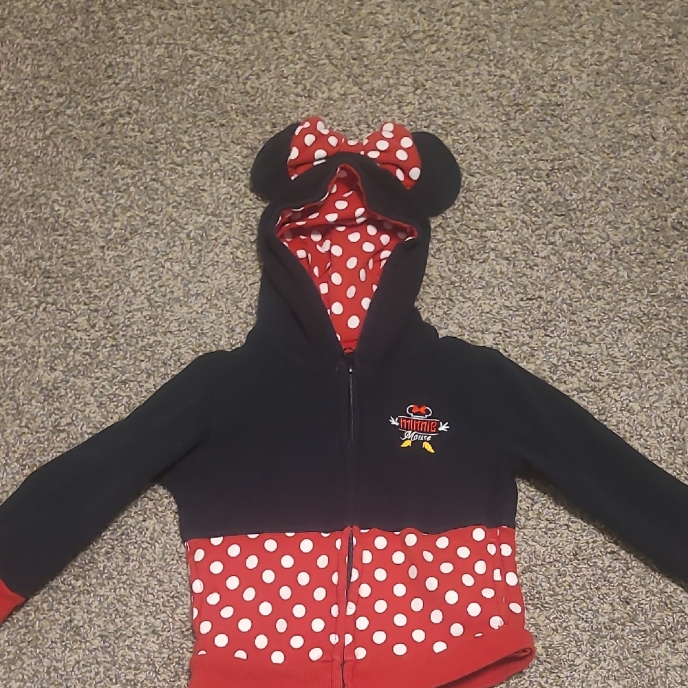 Disney Kids Minnie Mouse Polka Dot Hoodie - Red and Black